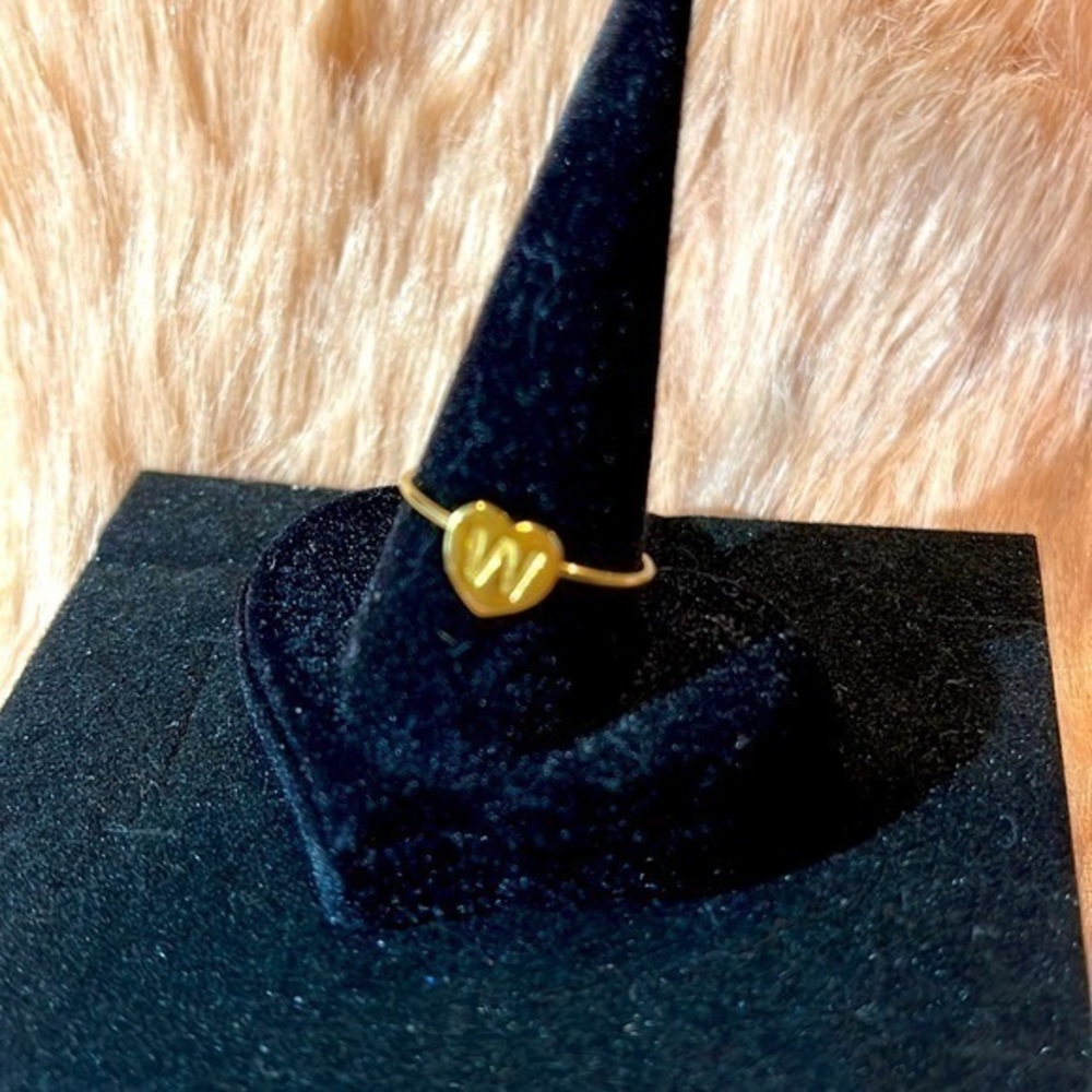 💖 💍 W💍 Personalized-Initial Heart Ring Stainless Steel Gold Tone ADJUSTABLE‎